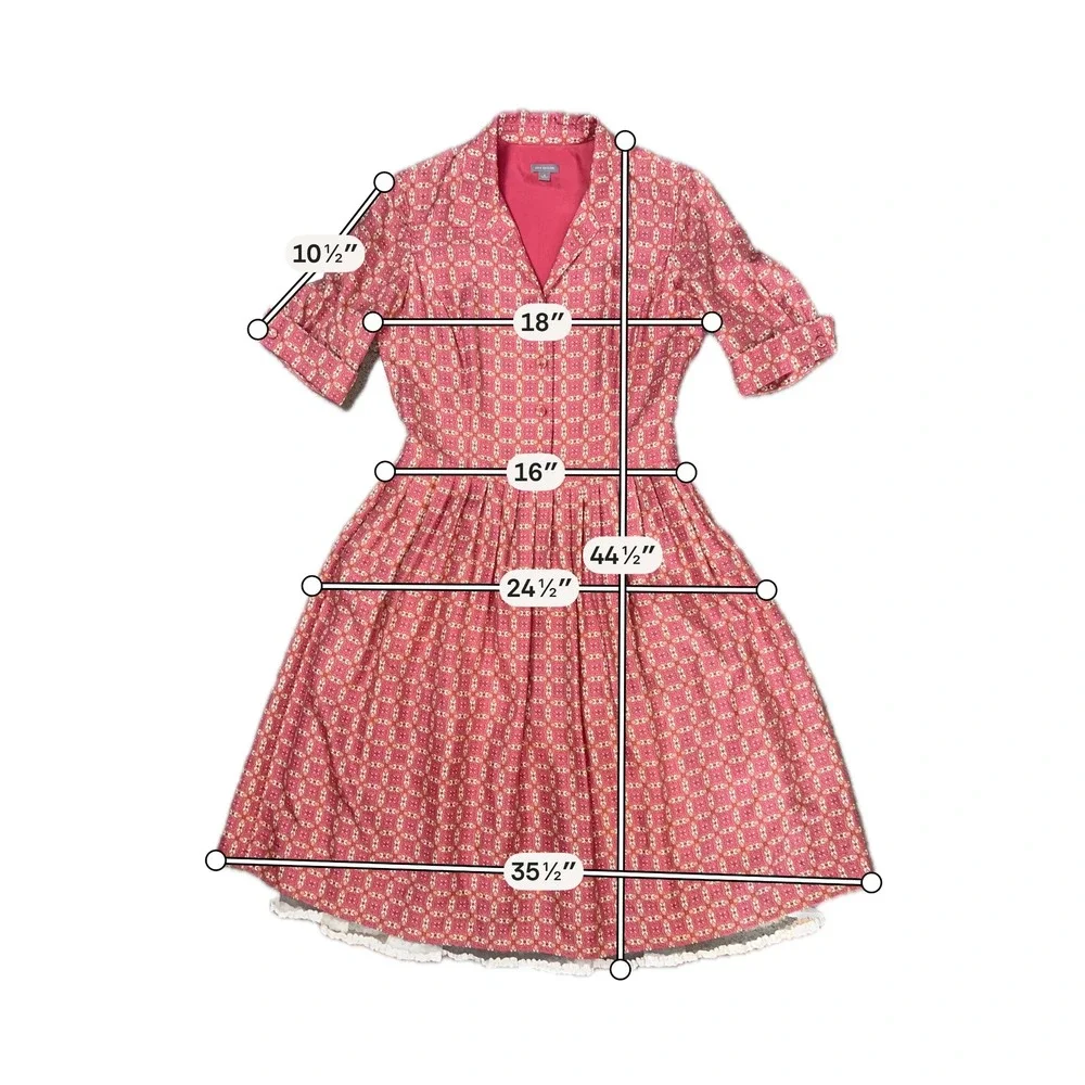 Ann Taylor Womens 8 Pink 100% Silk Feminine Medallion Fit Flare Midi Dress Retro